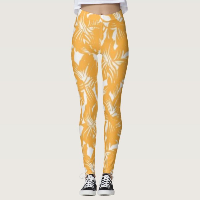 Legging Cheio de Padrão de Arte Floral (Frente)