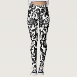 Legging Cheio de Padrão de Arte Floral