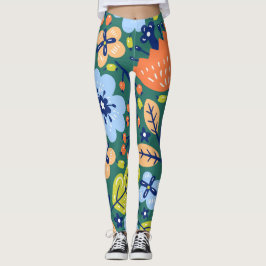 Legging Cheio de Padrão de Arte Floral