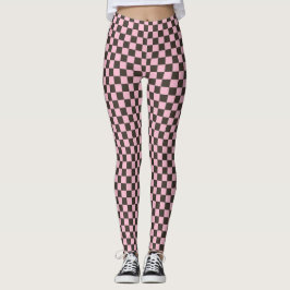 Legging Cherry blossom checkered board pattern