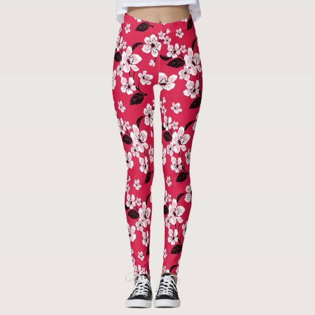 LEGGING CHERRY BLOSSOM - SAKURA (VERMELHO) (Frente)