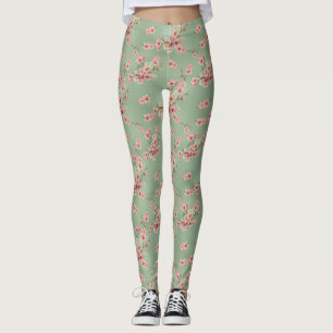 Legging Cherry Blossoms em Rosa e Teal