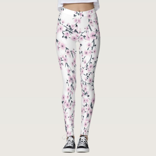 Legging Cherry Blossoms Sakura Pink White (Frente)