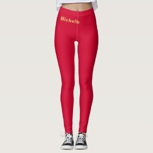 Legging Cherry Red Dourado Colors Trendy Modern