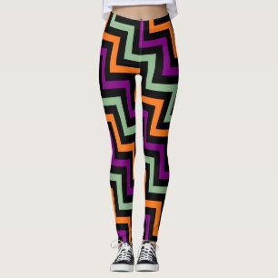 Legging Chevon Diagonal Pumpkin, Roxo, Verde e Preto