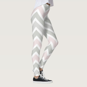 Legging Chevron cor-de-rosa e cinzento