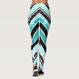 Legging Chevron de turquesa, branco e preto