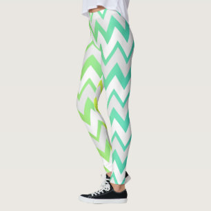 Legging Chevron verde limão teal aqua ombre elegante