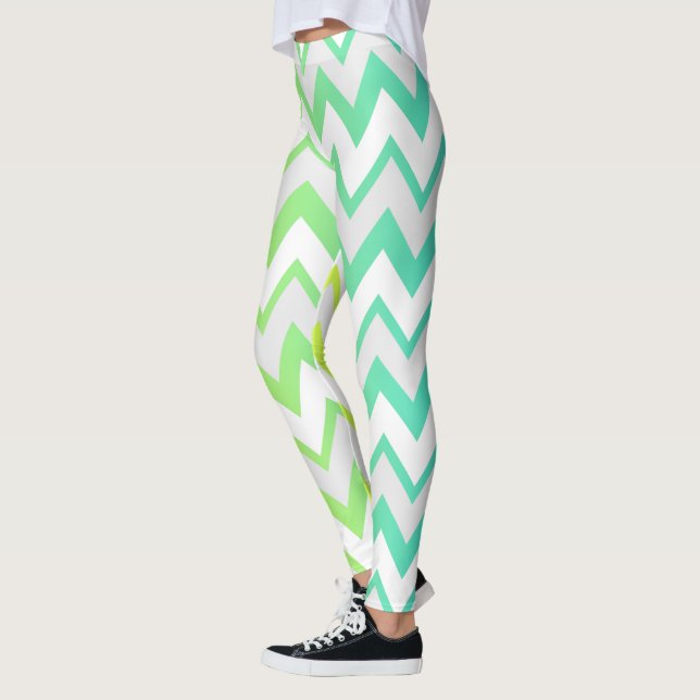 Legging Chevron verde limão teal aqua ombre elegante (Esquerda)