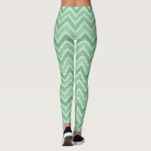 Legging Chevron Zigzag Verde E Branco