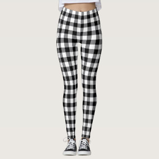 Legging Chic Black And White Plaid Gingham Checkered 