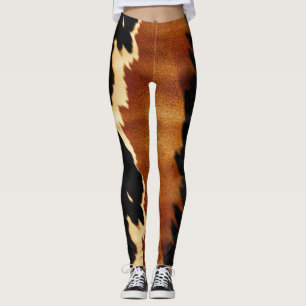 Legging Chic Brown Black Cream Western Cowhide