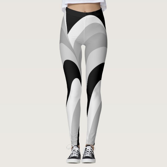 Legging Chic de padrão branco preto Na moda moderno (Frente)