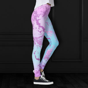 Legging Chic Marble   Glitzy Glam Violet Purple Blue Ombro