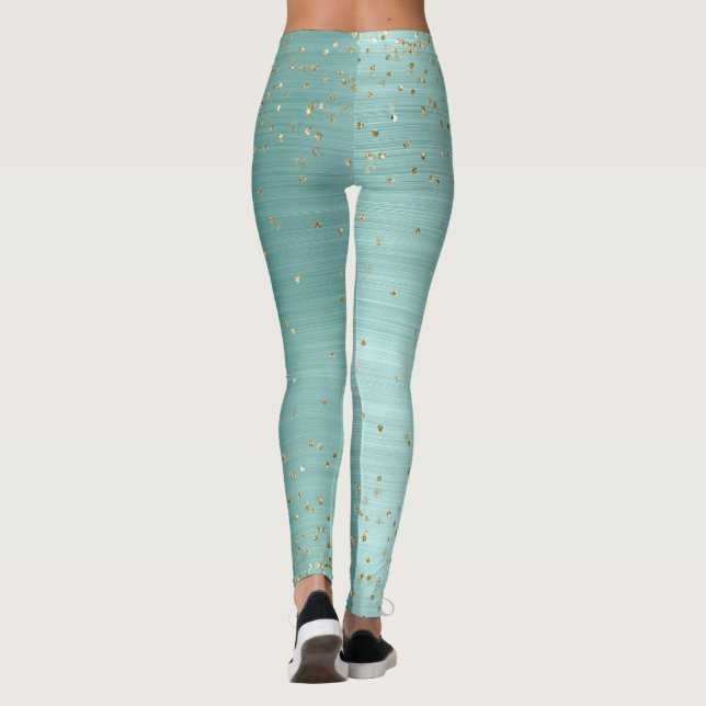 Legging Chic Mint Glam Dourado Sparkle Confetti Personaliz (Verso)