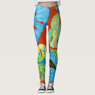 Legging Chic Tropical: Padrão De Folha Sem Perfeição.