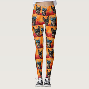 Legging Chihuahua Com Corações Rosas Dia dos Namorados