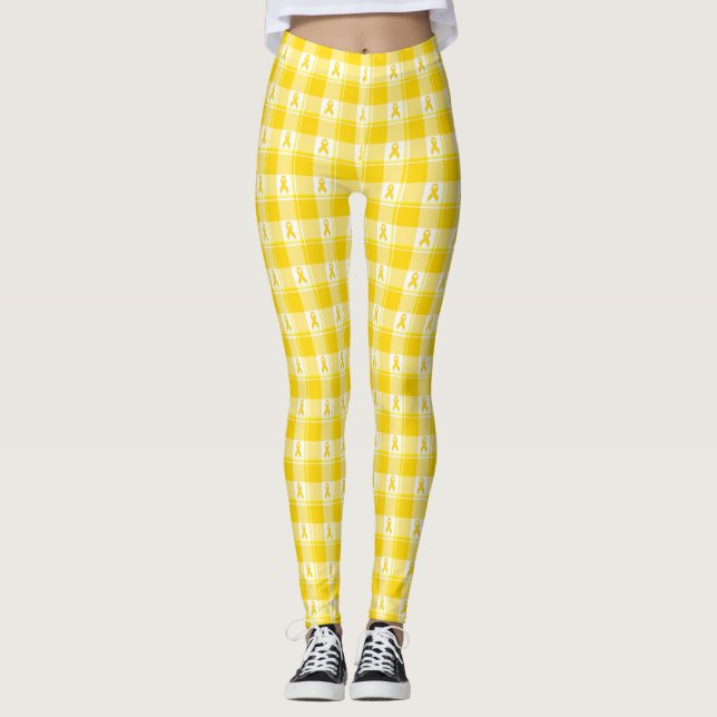 Legging Childhood Cancer Awareness Plaid Gold Ribbon (Frente)
