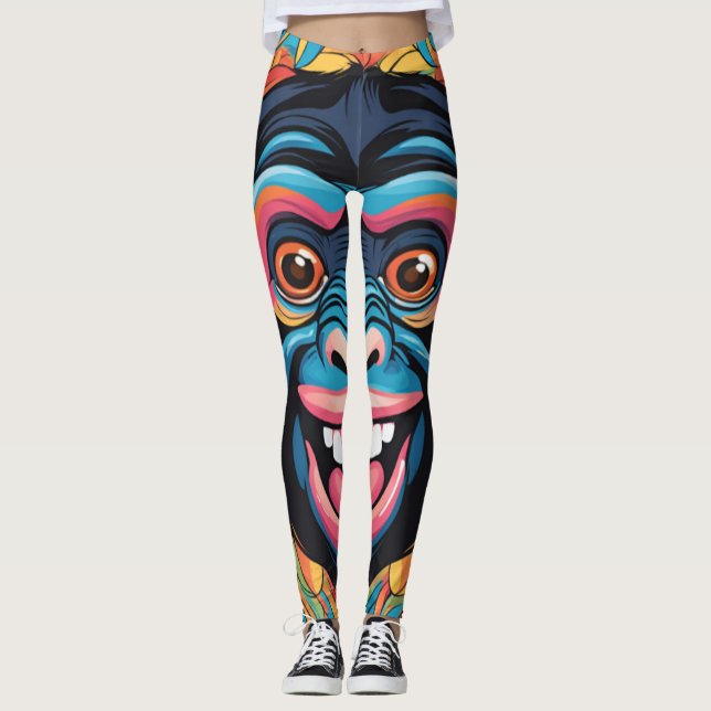 Legging Chimpanzé Engraçado e Louco (Frente)