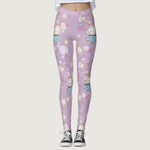 Legging Chinchila de Kawaii no Teacup com biscoitos e