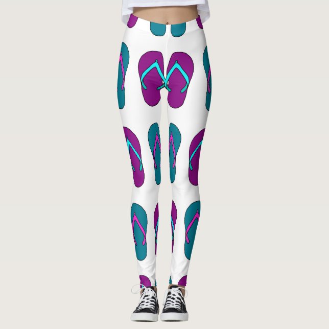 Legging Chinelos: Vintagem Branca Brilhante. (Frente)