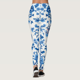 Legging Chinoiserie de porcelana azul e branca moderna e t