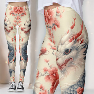 Legging Chinoiserie Dragão Imperial Coral Sakura Art