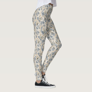 Legging Chinoiserie Libélulas, Margaridas e Renda