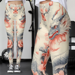 Legging Chinoiserie Sakura Dragão   Ardósia e Arte Rosa