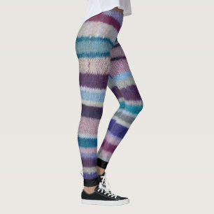 Legging chique colorido listras corajosas tricotadas