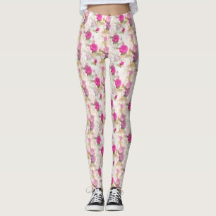 Legging Chique de Vintage Elegante Rosas roxos