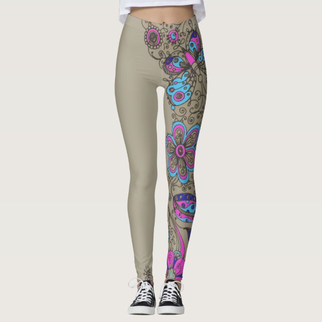 Legging Chique - flores das caneleiras/florais (Frente)