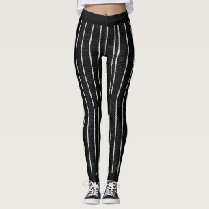 Legging Chique Listra Fina Preta e Branca
