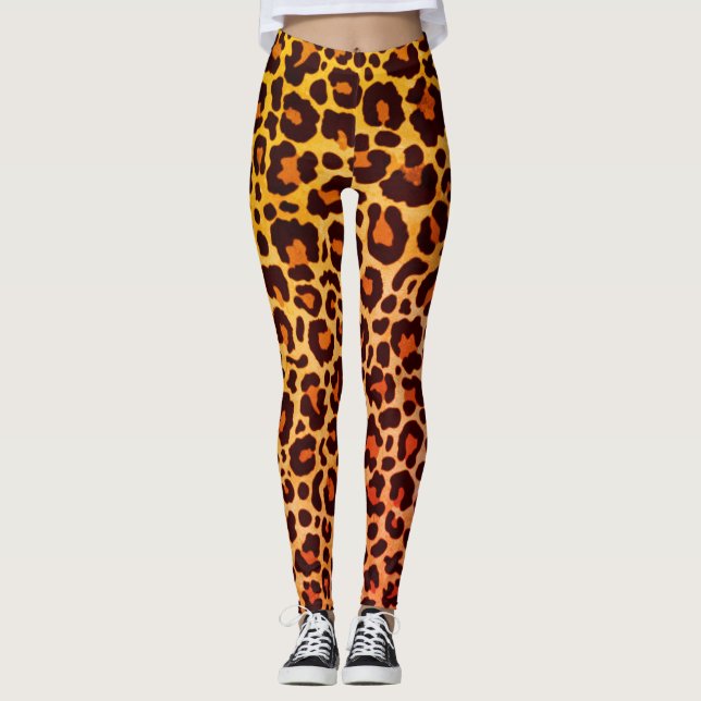 Legging Chita Impressão Animal Leopard Safari Trendy Leggi (Frente)