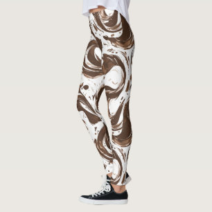 Legging Chocolate Castanho Brancos Sujeiras