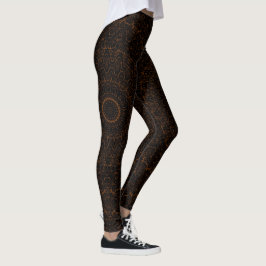 Legging Chocolate Castanho Mandala com Simetria Intriciada