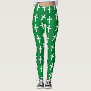 Legging Christian Jesus cruzou o padrão verde