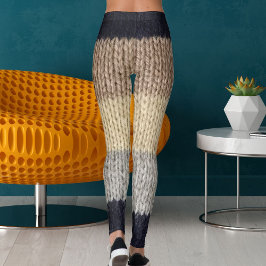 Legging Christmas Deer Embroidery Wool Graphic Stripe Knit