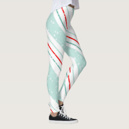 Legging Christmas Diagonal Stripes Mint Green ID440