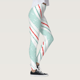 Legging Christmas Diagonal Stripes Mint Green ID440