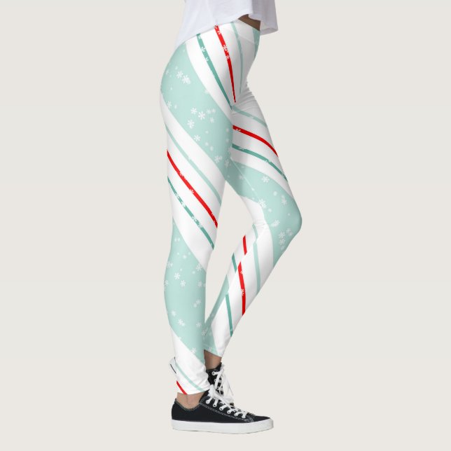Legging Christmas Diagonal Stripes Mint Green ID440 (Direita)