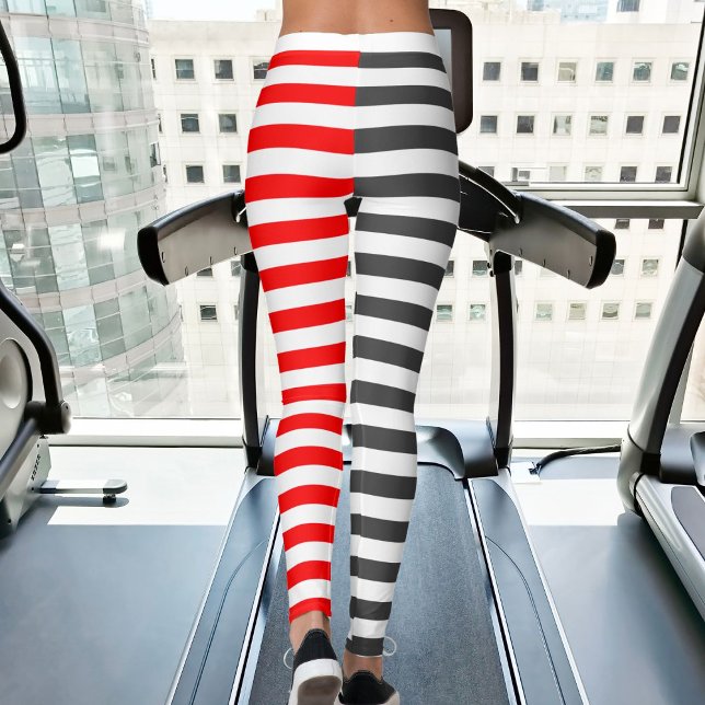 Legging Christmas Grey Red White Stripes Sporty Women Yoga (Criador carregado)