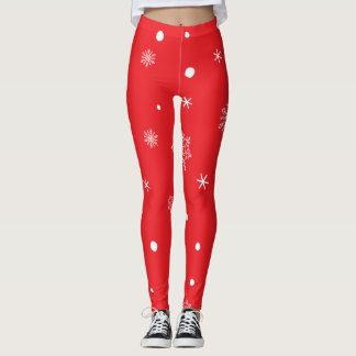 Legging Christmas Holiday Aesthetic Snowflake Red