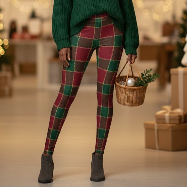 Legging Christmas Holiday Red & Green Tartan Pattern (Christmas Holiday Red & Green Tartan Pattern Leggings
)