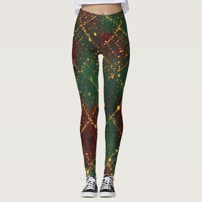 Legging Christmas, Merry Christmas,Luxury Gold Red Green  (Frente)