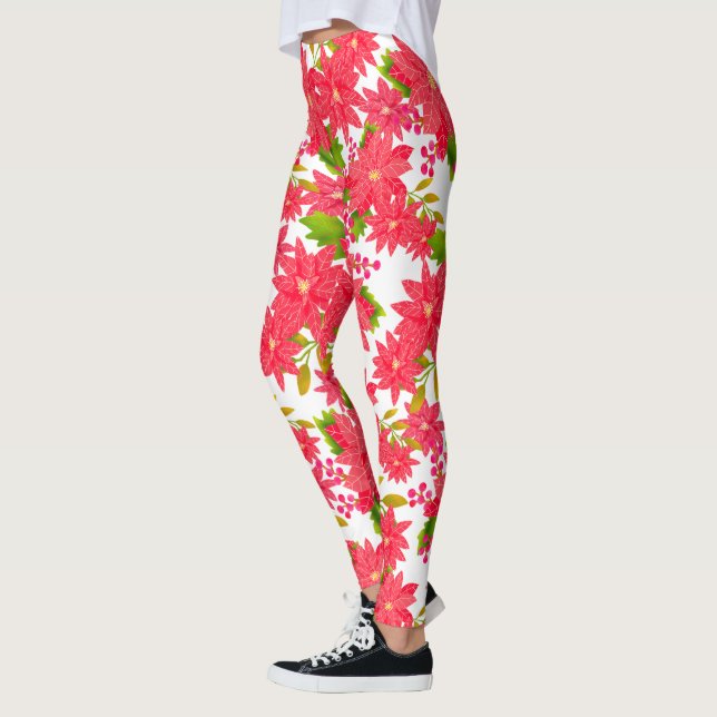 Legging Christmas Poinsettia White (Esquerda)