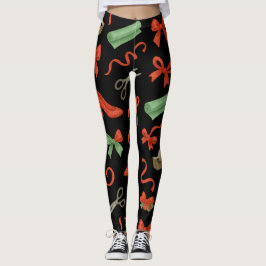 Legging Christmas ribbon and red shoes