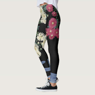 Legging Chrysanthemum,Running Water,Zen Japonês Floral