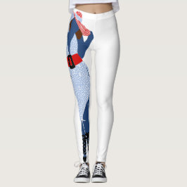 Legging Chuva espessa de sol azul e branco