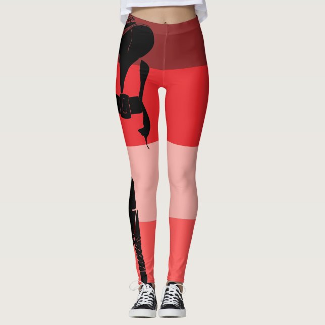 Legging Chuva Negra Vermelha e Espessa num Vestido Sol (Frente)